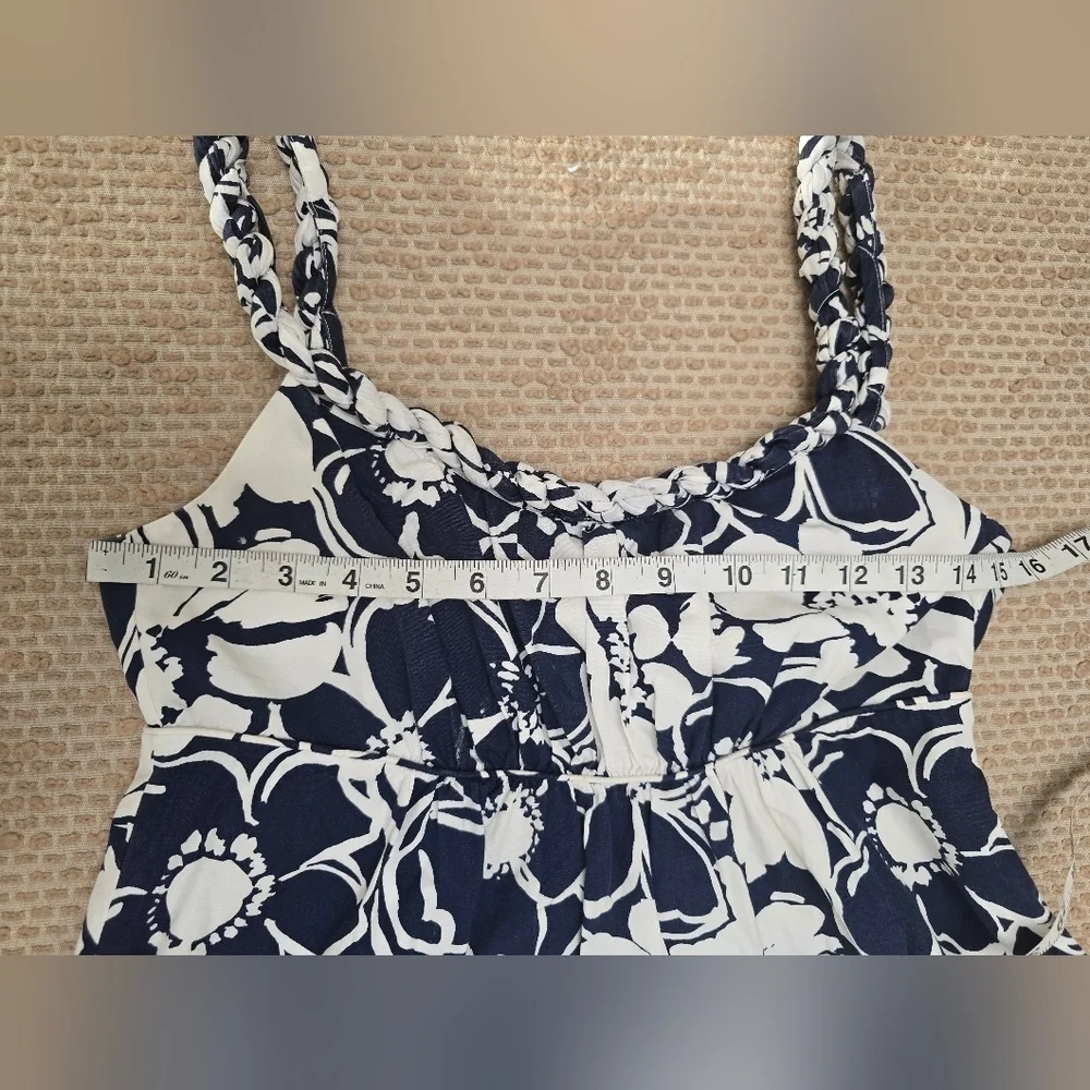 J. Crew Tropical Blue Floral Summer Sun Dress Women 2 Party Casual Braid…